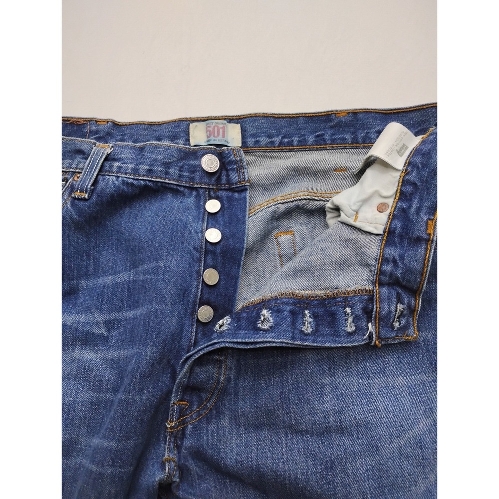 Levis 501 Original Mens Medium Wash Blue Denim Straight Leg Jeans 38x30 Faded - Picture 6 of 12